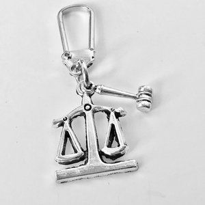Law Scale Justice Gavel Zipper Pull Purse Charm Lawyer Attorney Gift Paralegal